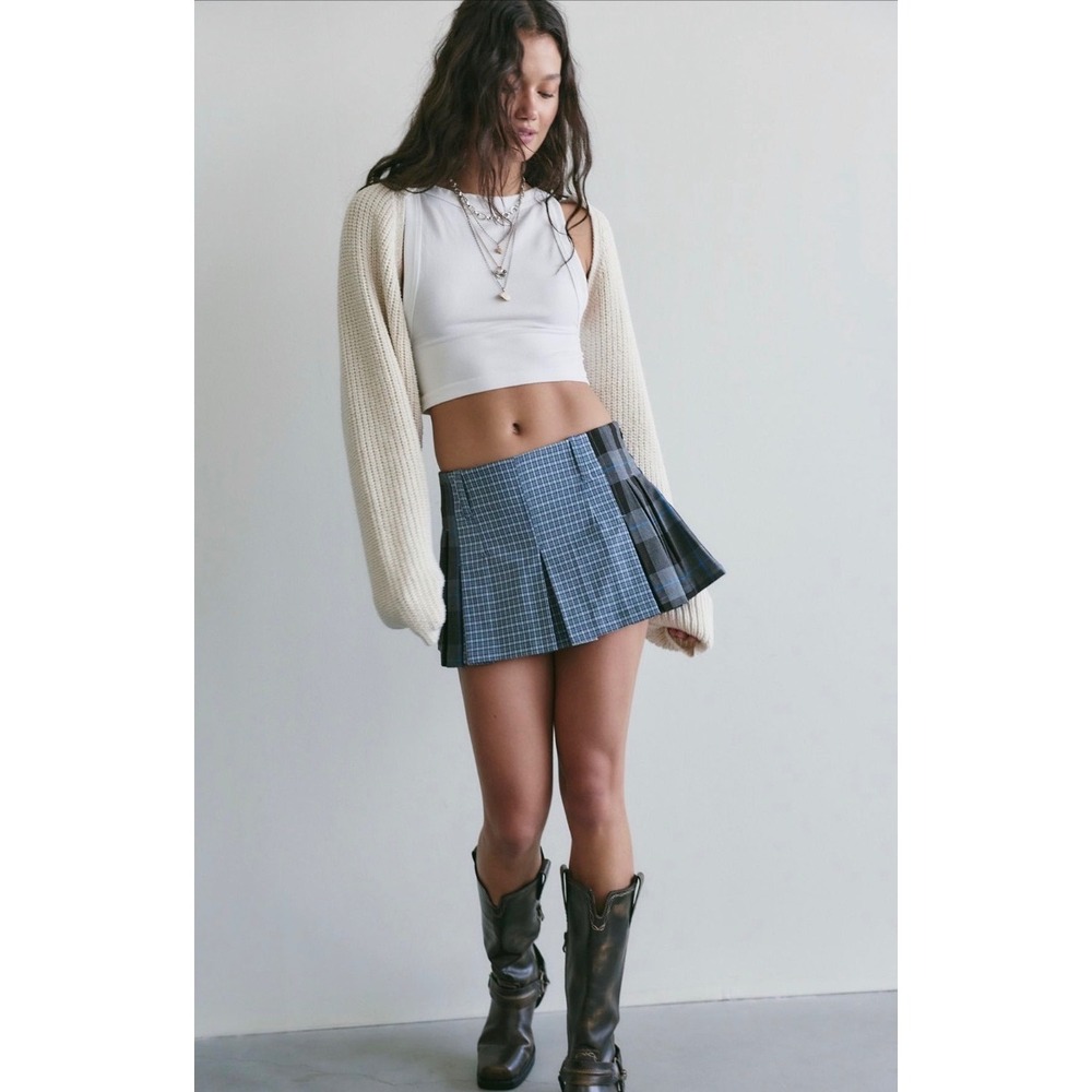 Sherry Pleated Mini Skirt NWOT army combo